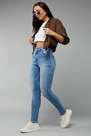 Women's Light Blue Slim Fit High Rise Denim